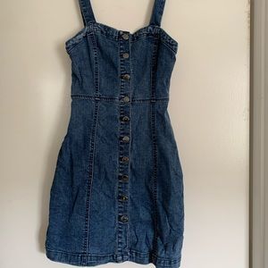 Denim button front mini dress